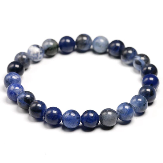 This elegant blue crystal bracelet adds a serene and stylish touch, crafted with quality stones for a refined and calming look.