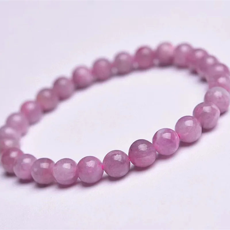 Round Pink Tourmaline Beads Bracelets 6mm For Women & Girl Gift Trinket Beaded