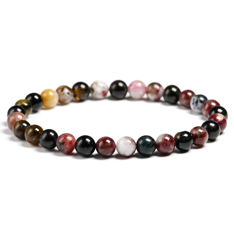 Mix Tourmaline Bracelet 6mm 8mm 10mm Bead Quartz Bracelet Women Men Fashion Semi-precious Jewelry Gift