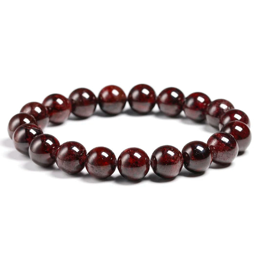 Wine Red Garnet Bracelets Women Fine Jewelry  Bead Stretch Bracelet