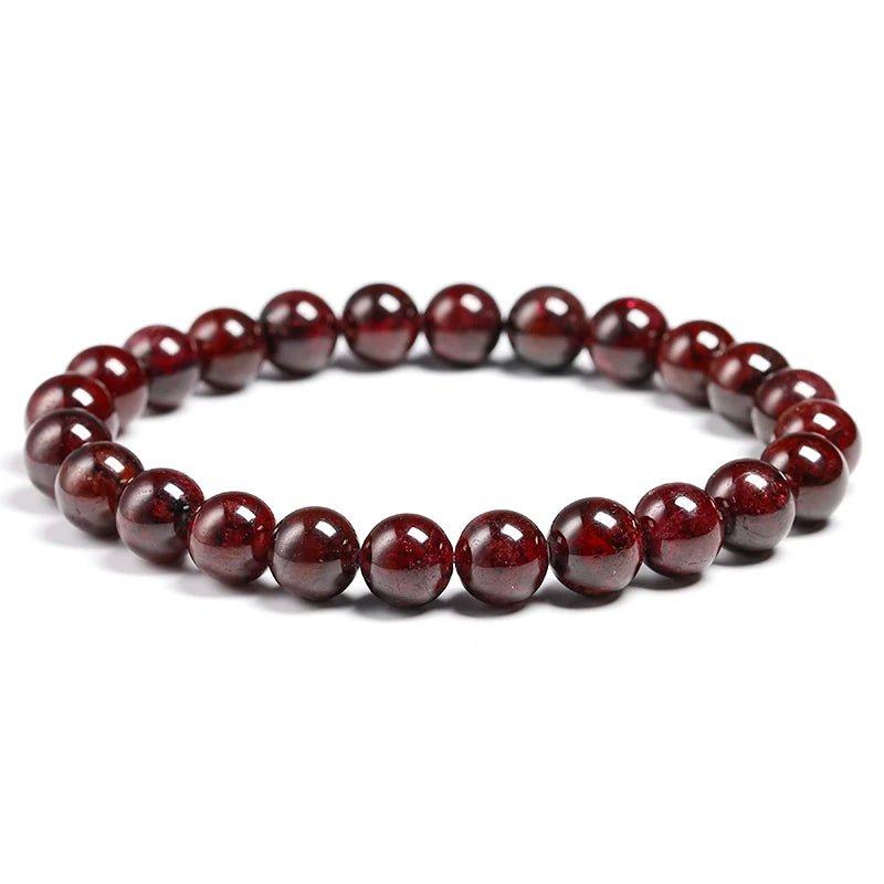 Wine Red Garnet Bracelets Women Fine Jewelry  Bead Stretch Bracelet