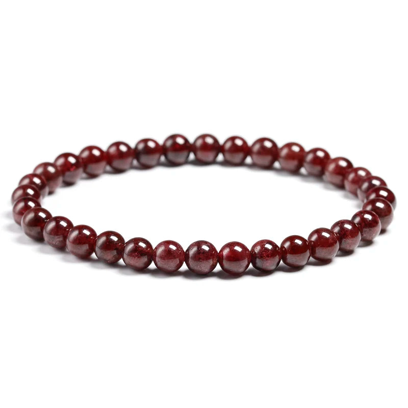 Wine Red Garnet Bracelets Women Fine Jewelry  Bead Stretch Bracelet