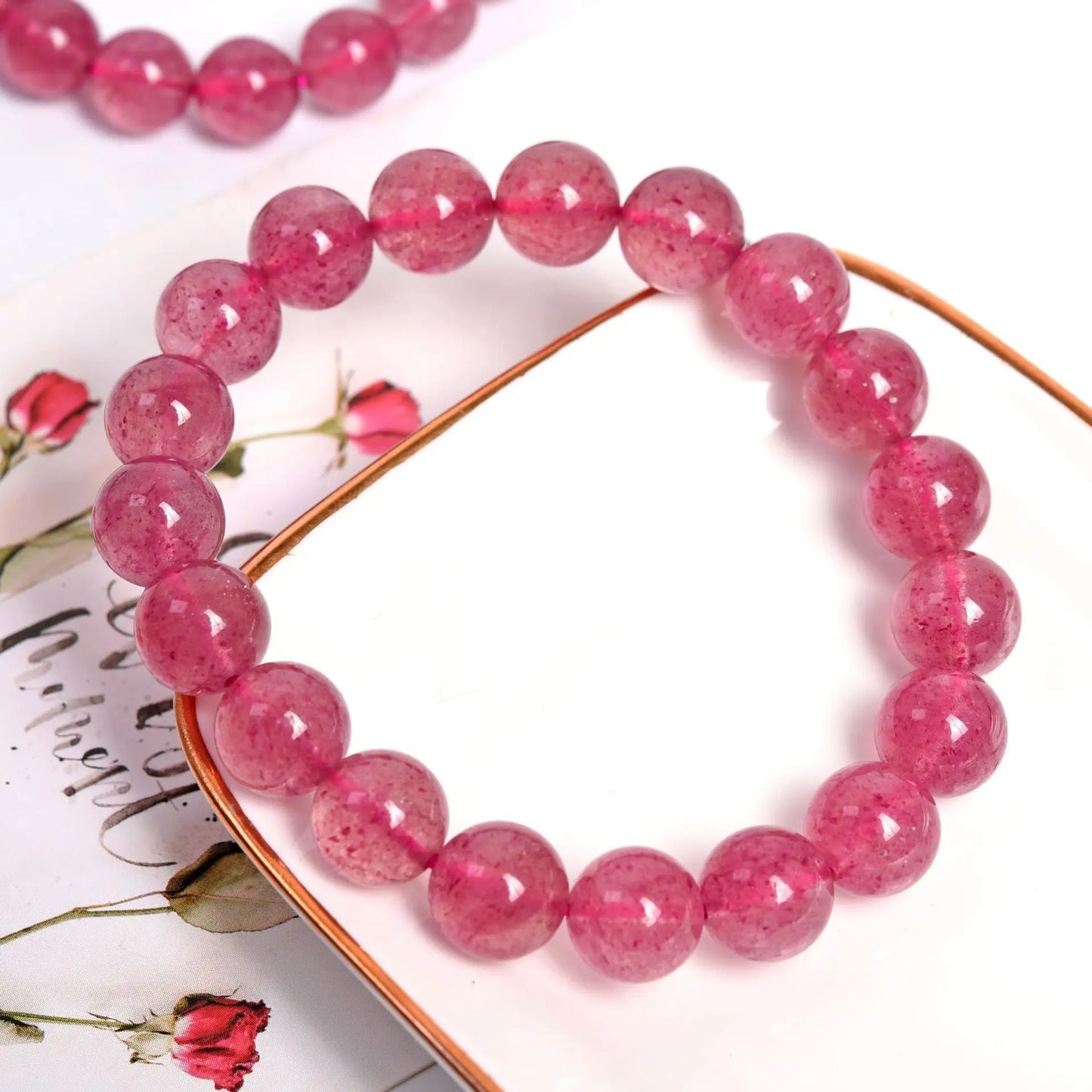 Red Strawberry Quartz Bracelet Jewelry For Woman Man Gift Crystal Round Beads Gemstone 8mm 9mm 10mm 11mm 12mm