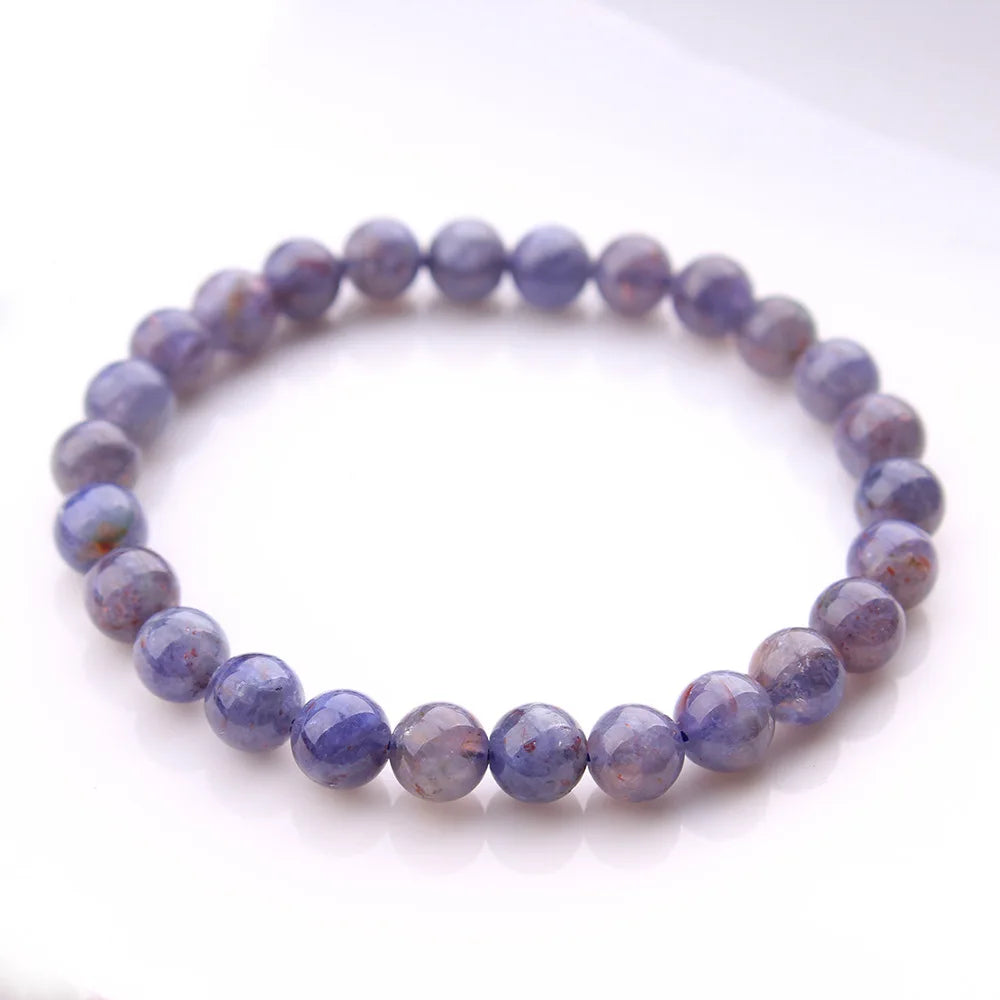 Blood Blue Iolite Quartz Star Light Round Beads Bracelet