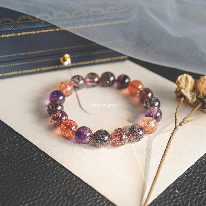 Bracelet Super 7 Purple Hair Crystal Commemorative Gift