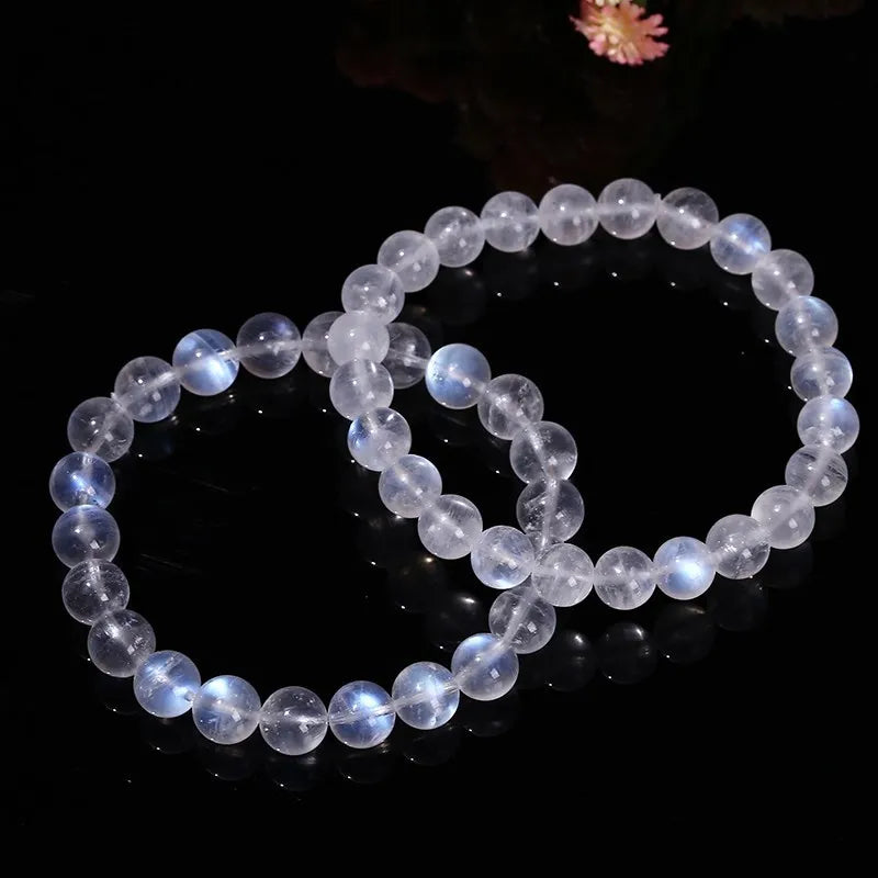 Moonstone Strand Bracelets Women Round  Labradorite  Bangles