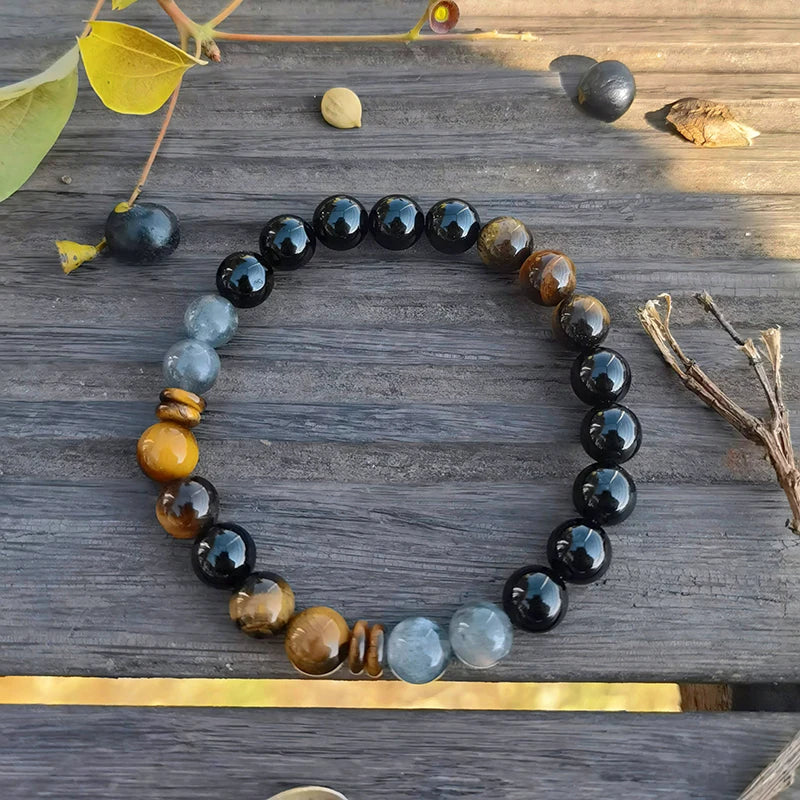 8mm Black Tourmaline Beaded Bracelet Labradorite Bracelets Tiger eye