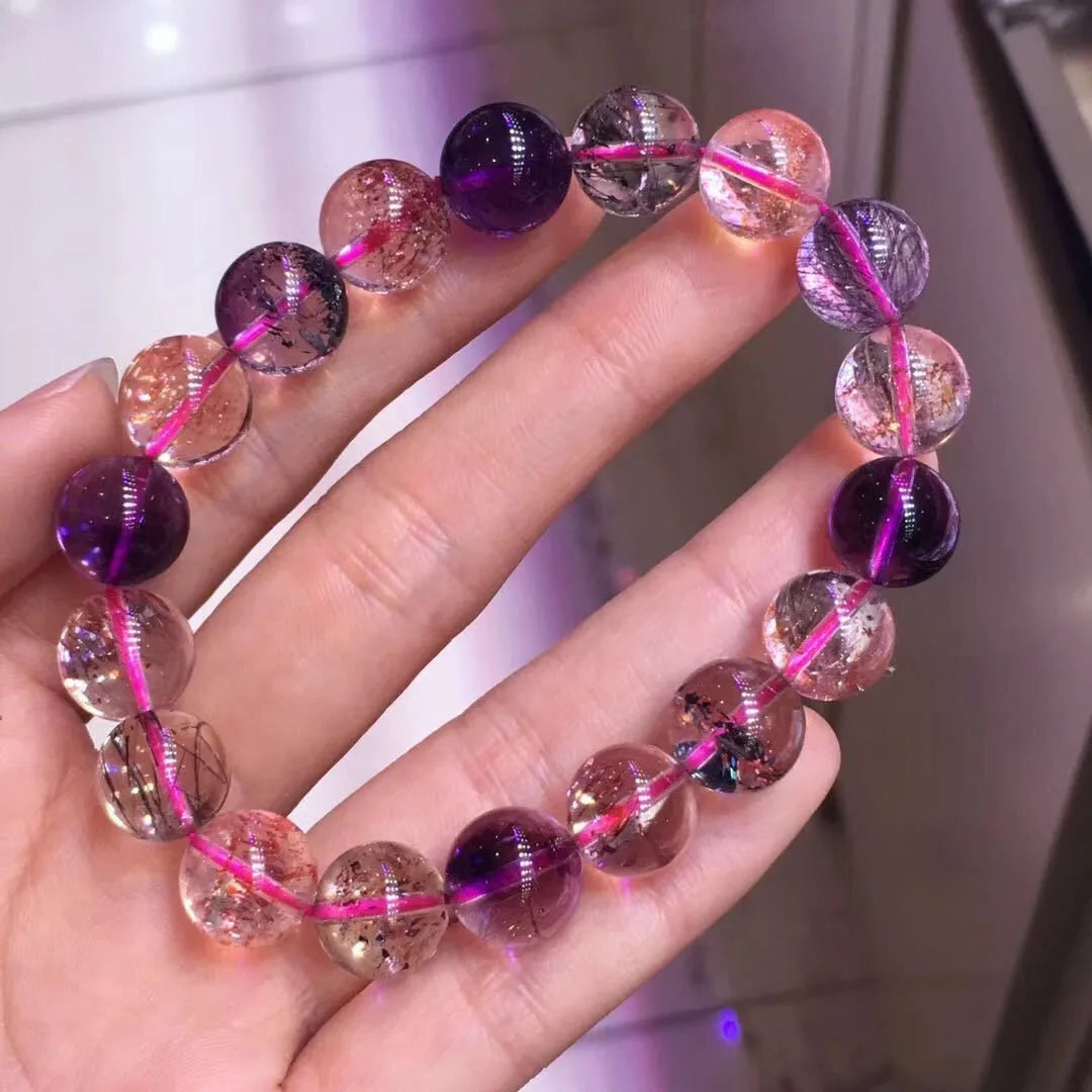 Bracelet Super 7 Purple Hair Crystal Commemorative Gift